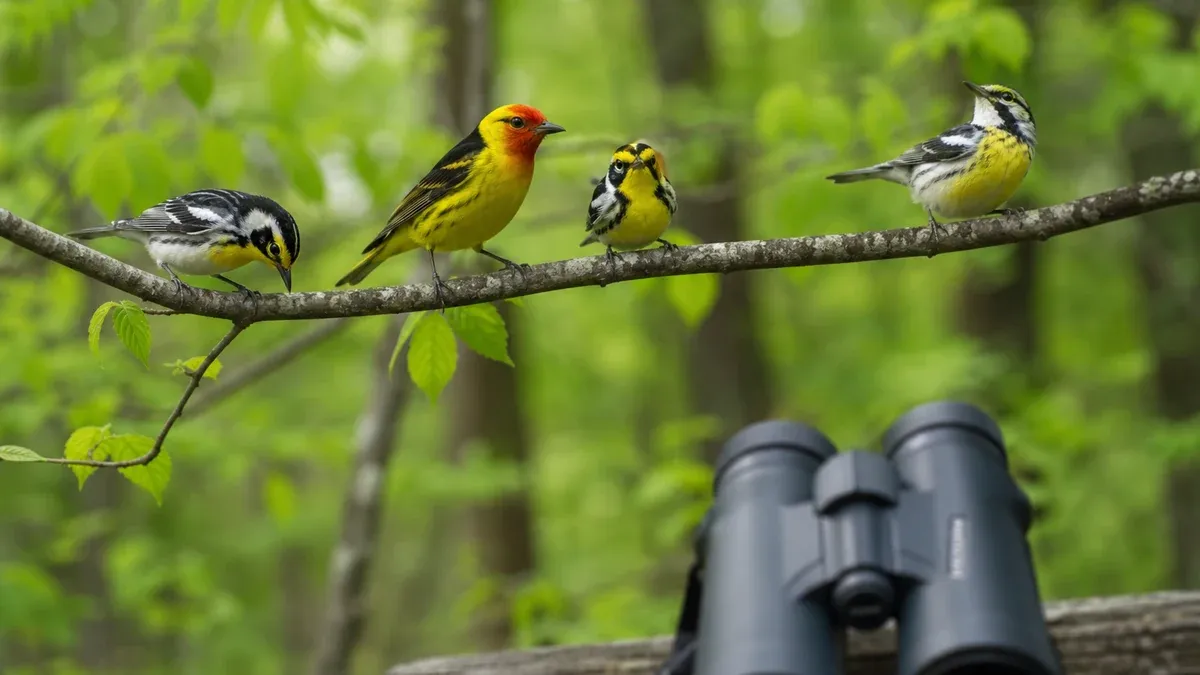 Birdwatching wildlife guide illustration